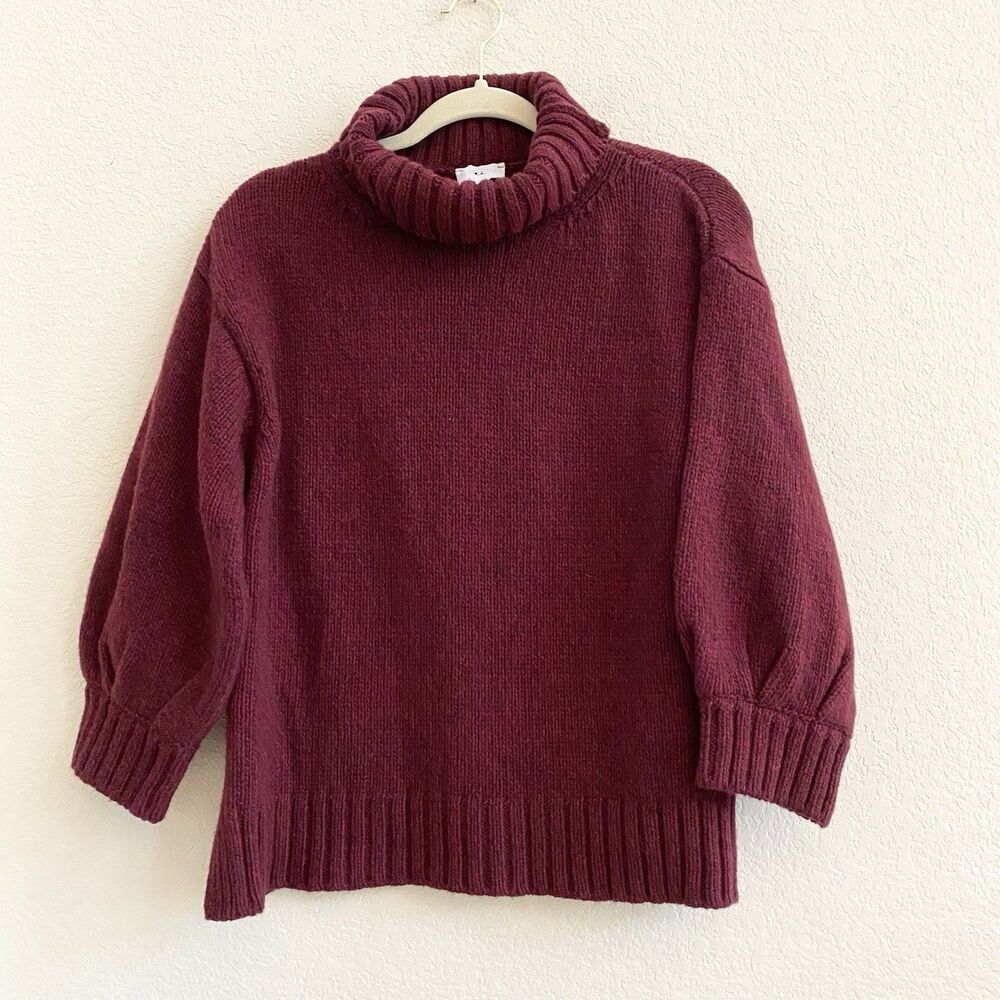 Women's Burgundy Turtleneck Sweater - Picture 10 of 14